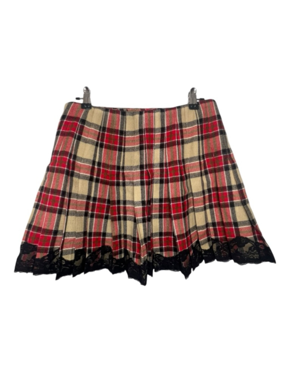 MODA International Y2K Plain Wrap Mini Skirt With Lace Hem And Side Buckles - Picture 5 of 5